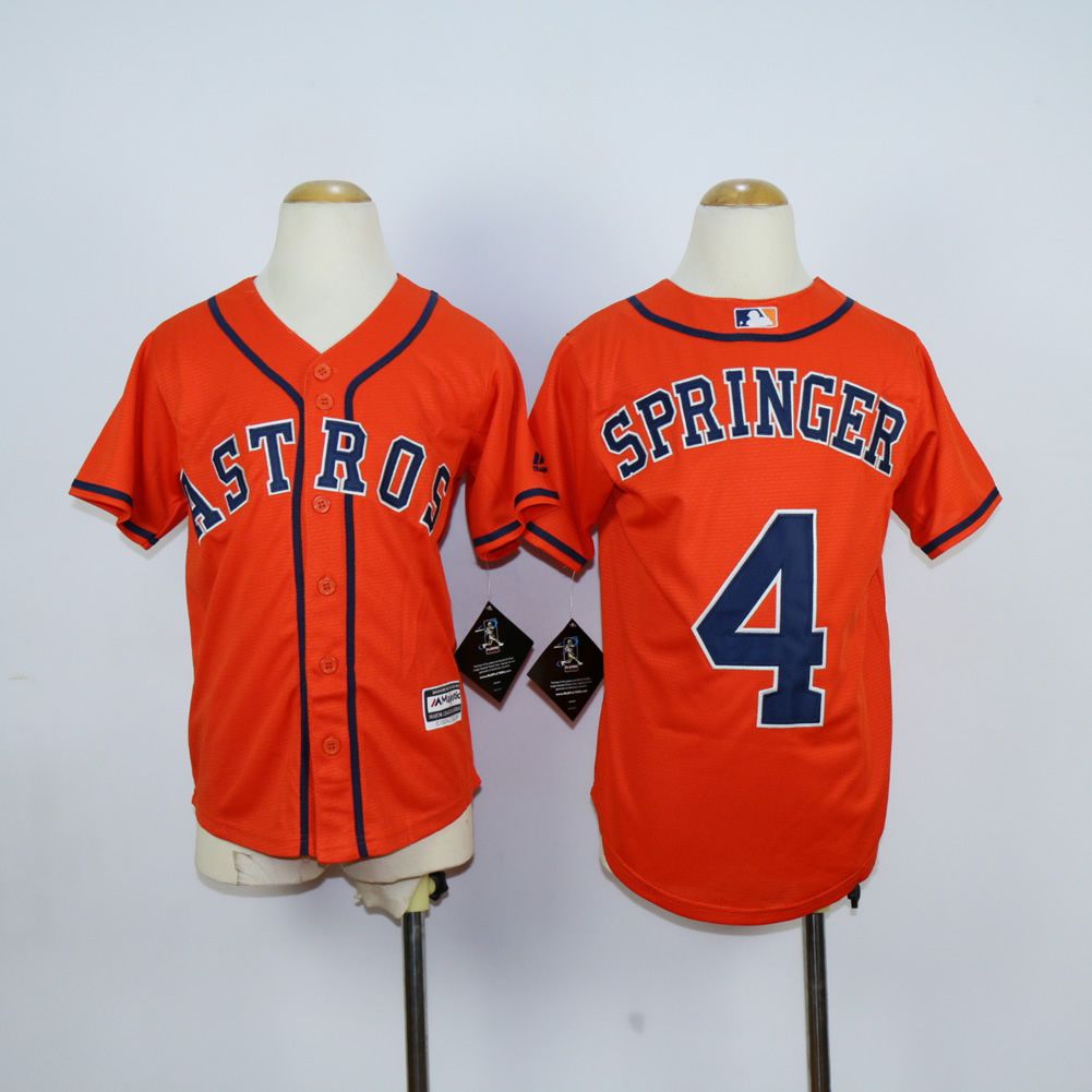 Youth Houston Astros #4 Springer Oragne MLB Jerseys->youth mlb jersey->Youth Jersey